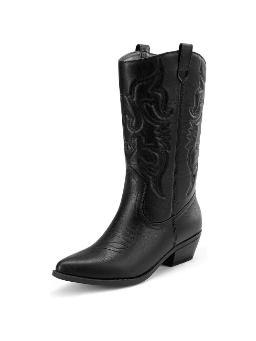 DREAM PAIRS Womens Black Cowboy Western Cowgirl Boots Pointed Toe Wide Calf